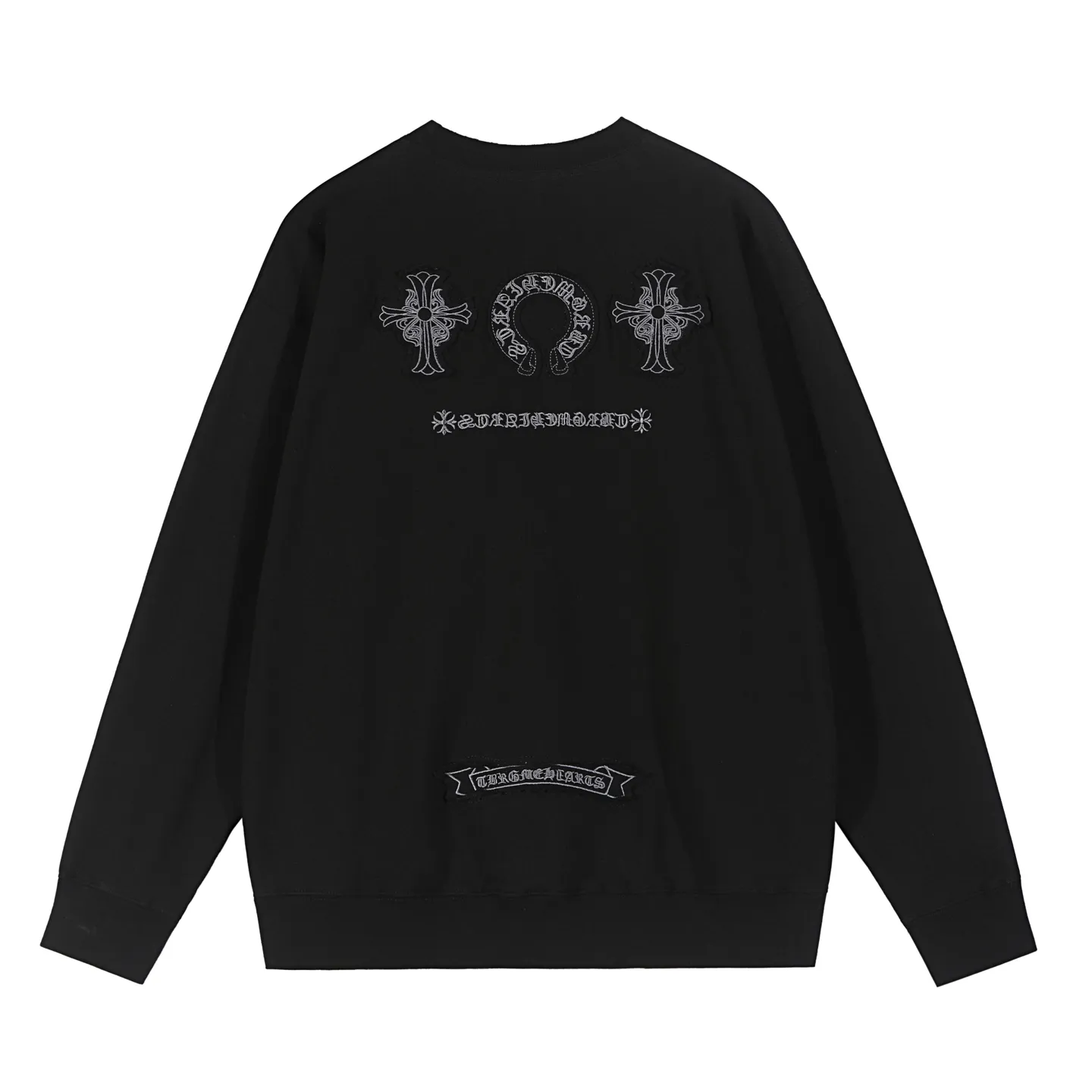 P250 Chrome Hearts Chrome Hearts Metal Patch Cross Crew Neck Sweatshirt Size: SMLXL Color: Black